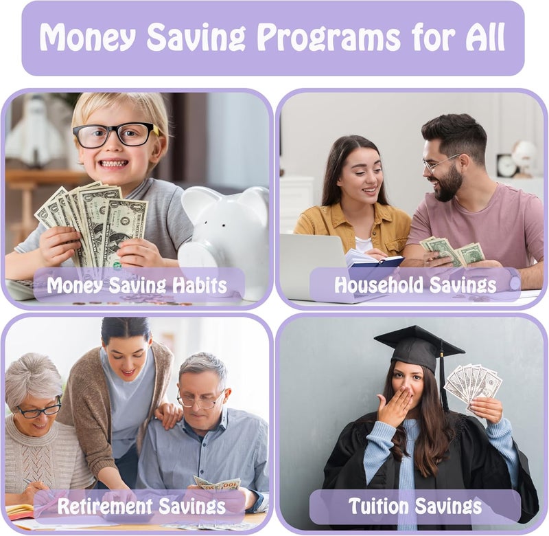 Antner 100 Envelopes Money Saving Challenge Binder, Savings Challenges Book with Envelopes & 3 Challenge Trackers to Save $5,050 and $500 and $10,000, A5 Budget Binder Money Saving Book, Purple - Image 3